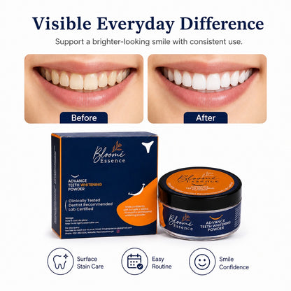 Advance Teeth Whitening Powder
Lab Tested • Enamel-Safe • Mineral Formula