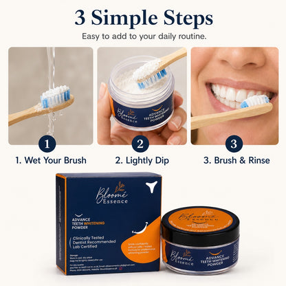 Advance Teeth Whitening Powder
Lab Tested • Enamel-Safe • Mineral Formula